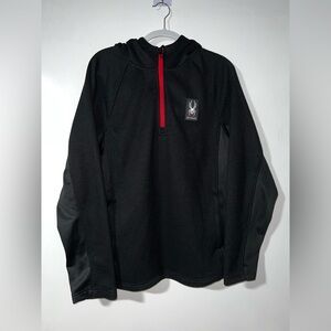 Spyder Men's Black/Red 1/4 Zip Long Sleeve Pullover, Hoodie, Size XL
